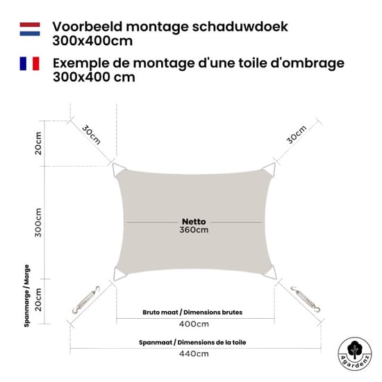 4gardenz Schaduwdoek waterafstotend rechthoek 5x6 mtr - - Image 5