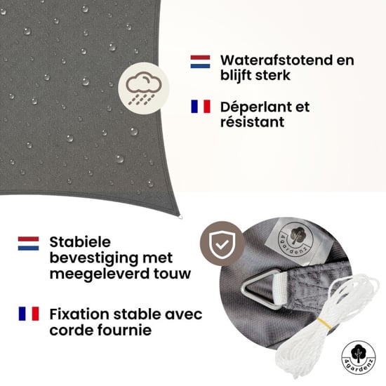 4gardenz Schaduwdoek waterafstotend vierkant 5x5 mtr - - Image 6