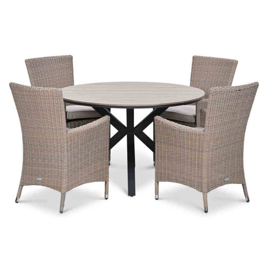 Garden Impressions Costa/edison tuinset 4 pers ronde tafel met wicker stoelen - Image 1