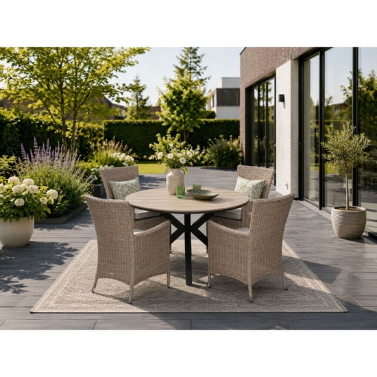 Garden Impressions Costa/edison tuinset 4 pers ronde tafel met wicker stoelen - Image 2