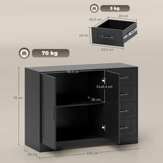 4goodz Dressoir met 4 lades en 2 deurtjes 40x105x76 cm - - Image 5