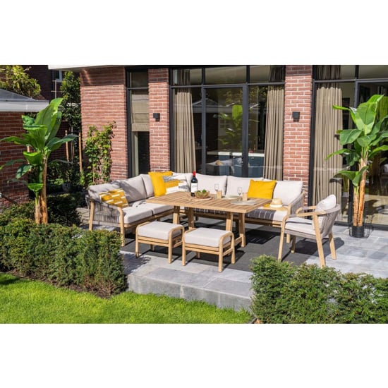 Garden Impressions Santos lounge-diningset 5-dlg.-links -acaciahout met white wash-sand - Image 6