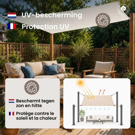 4gardenz Schaduwdoek waterafstotend vierkant 5x5 mtr - - Image 5