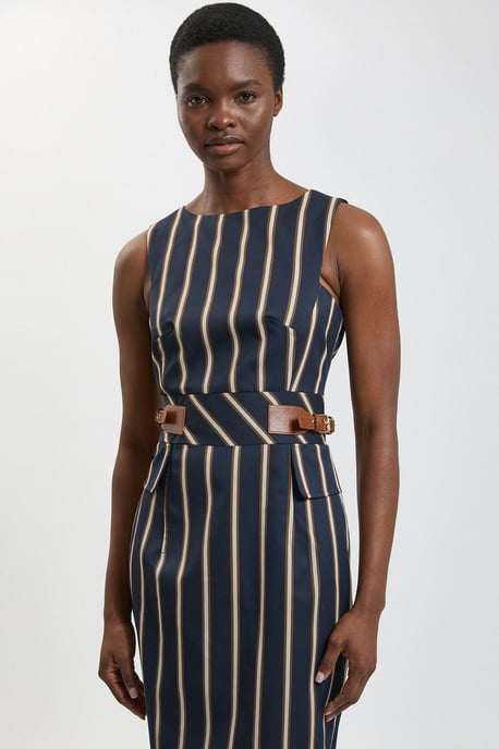 Petite Stripe Side Tab Pencil Midi Dress - Image 2