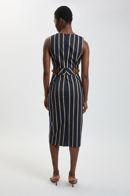 Petite Stripe Side Tab Pencil Midi Dress - Image 3