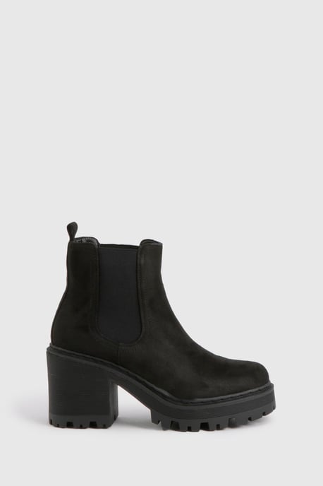 Faux Suede Chunky Block Heel Chelsea Boots - Image 3