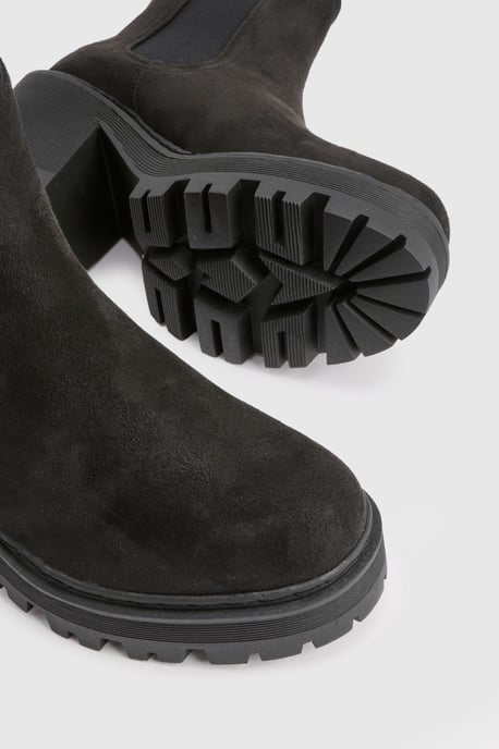 Faux Suede Chunky Block Heel Chelsea Boots - Image 5