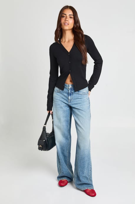 Rib Knit Cinched Hem Cardigan - Image 3