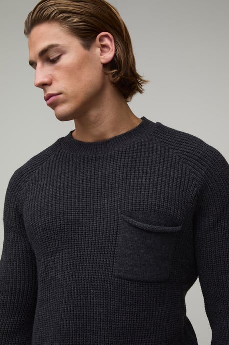 Regular Fit Raglan Ribbed Knitted Jumper - Image 3
