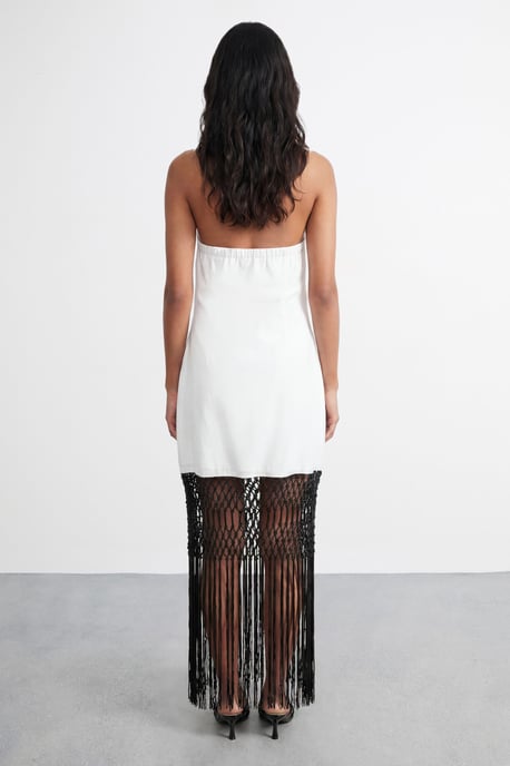Embroidered Fringe Mini Dress - Image 2