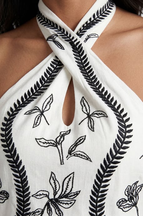 Embroidered Fringe Mini Dress - Image 3