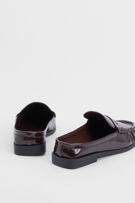 Patent Croc Ruched Backless Loafers - Image 4