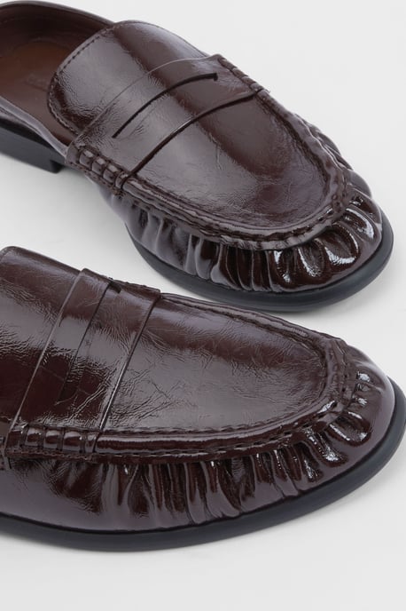Patent Croc Ruched Backless Loafers - Image 5