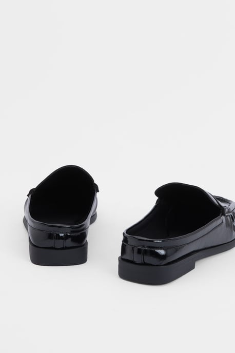 Patent Croc Ruched Backless Loafers - Image 4