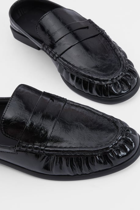 Patent Croc Ruched Backless Loafers - Image 5