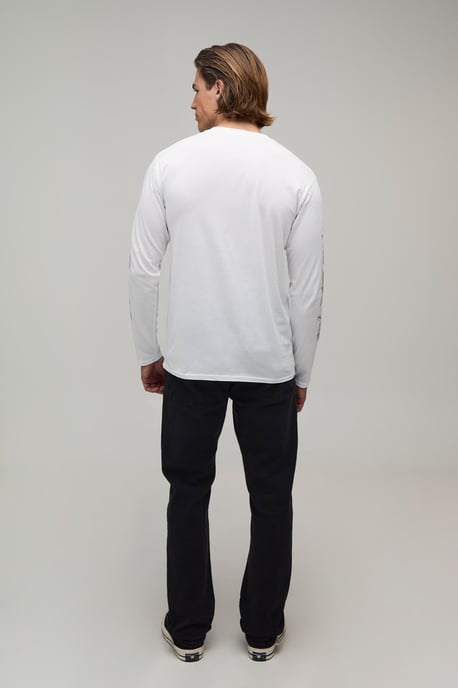 White Regular Western Print Long Sleeve T-Shirt - Image 2