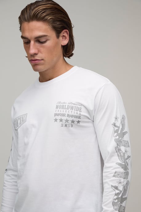 White Regular Western Print Long Sleeve T-Shirt - Image 3