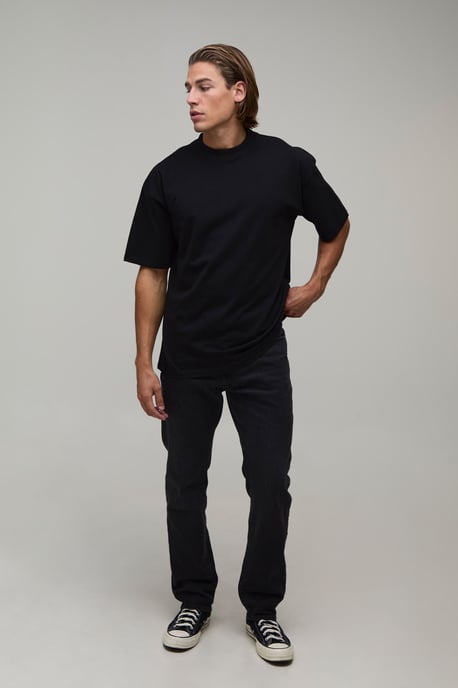 Black Oversized Dragon Puff Print T-Shirt - Image 4