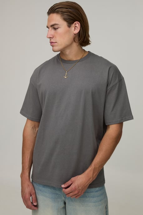Charcoal Oversized Sunset Palm Print T-Shirt - Image 3