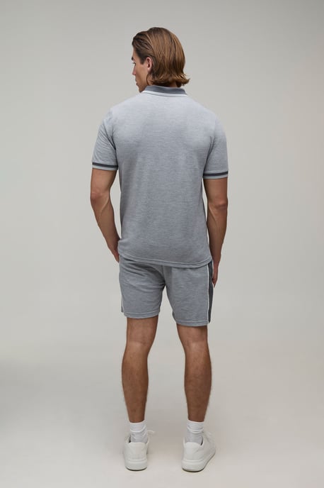 Slim Fit Pique Interlock Stripe Polo and Shorts Set - Image 2