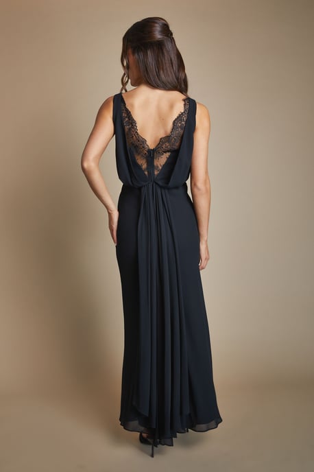 Satin Lace Back Detail Maxi Bridesmaid Dress - Image 3