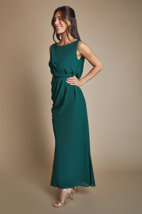 Satin Lace Back Detail Maxi Bridesmaid Dress - Image 3