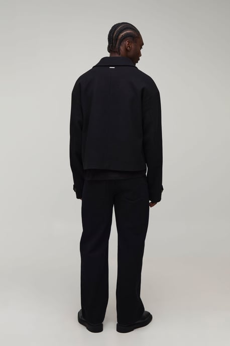 Tall Double Breasted Cropped Melton Overcoat - Image 2