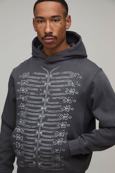 Charcoal Regular Napoleon Print Hoodie - Image 3
