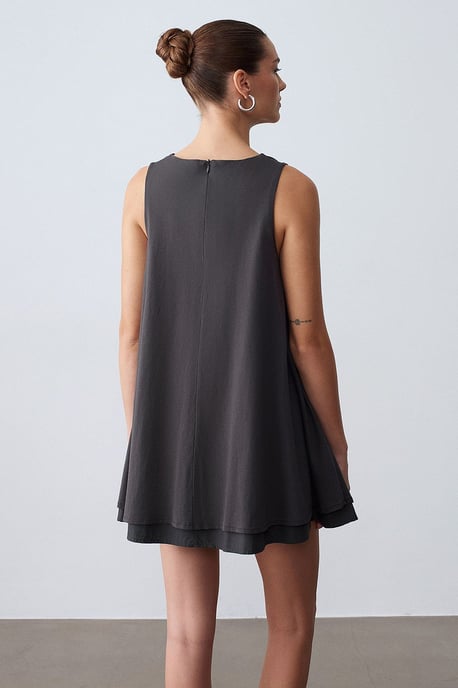 Cotton Poplin Sleeveless Mini Shift Dress - Image 2