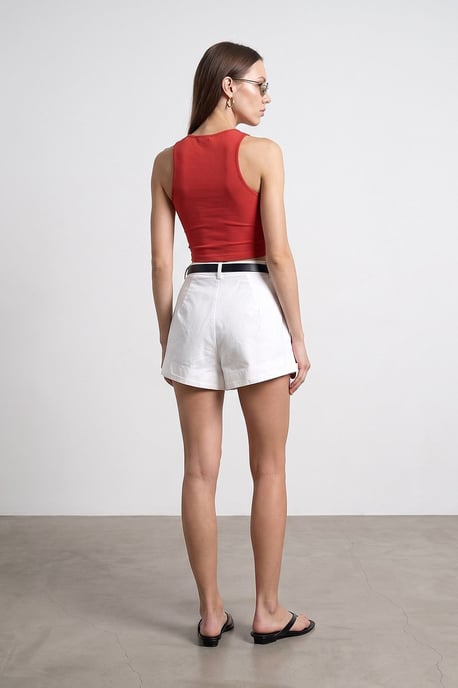 High-Waist Pleated Wide-Leg Shorts - Image 2