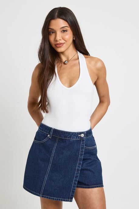Wrap Front Denim Skort - Image 1