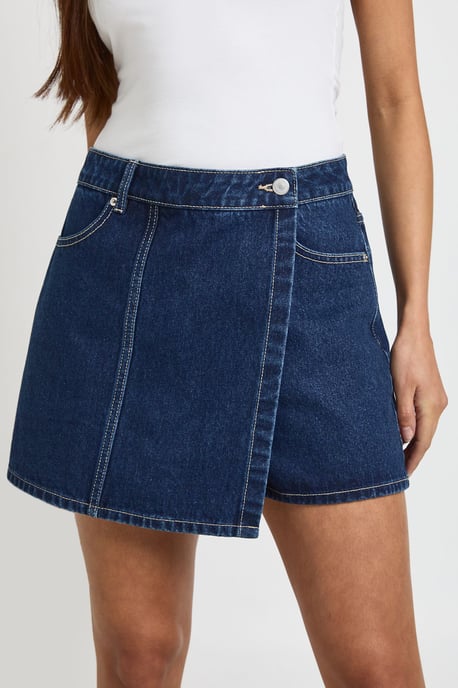 Wrap Front Denim Skort - Image 4