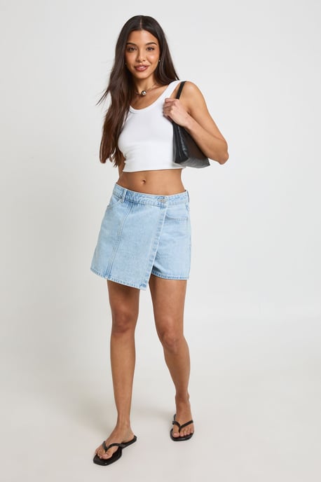 Wrap Front Denim Skort - Image 3