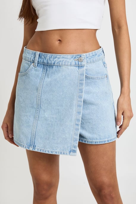 Wrap Front Denim Skort - Image 4