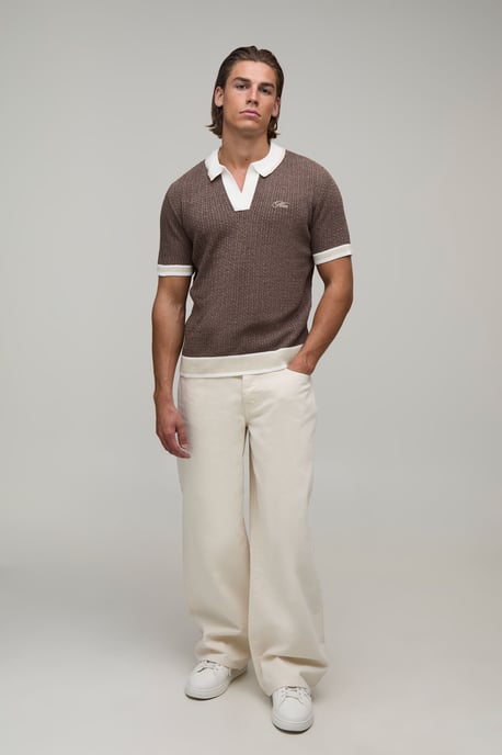 MAN Cable Embroidered Knitted Polo - Image 3