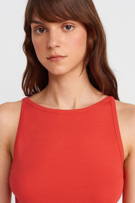 Geribbelde Halterneck Slim-Fit Blouse - Image 3