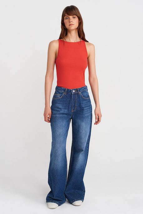 Geribbelde Halterneck Slim-Fit Blouse - Image 4
