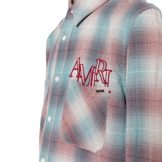 Amiri Geruite Flanel In Blauwgroen/rood - Image 2