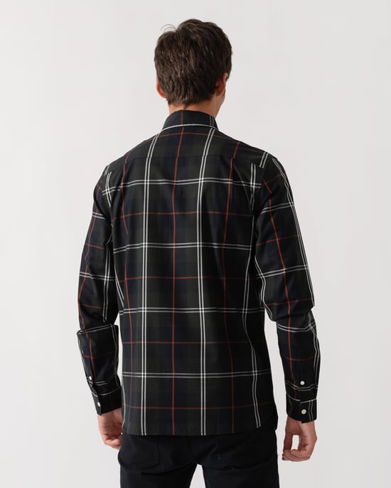 Regular Fit Long Sleeve Logo Detail Shirt in Black - Image 2