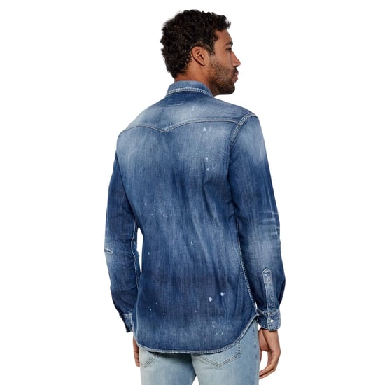 Dsquared2 Cool Guy Western Shirt Navy Blue - Image 3
