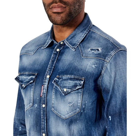 Dsquared2 Cool Guy Western Shirt Navy Blue - Image 5