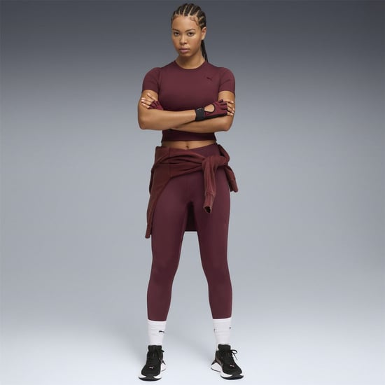 Women's Puma Shape Baby Tee Short Sleeve Performance Gym Top in Ruby Shimmer - Image 5