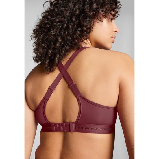 Women's Puma Sporty Padded Low Impact Sports Bra in Burgundy - Image 3