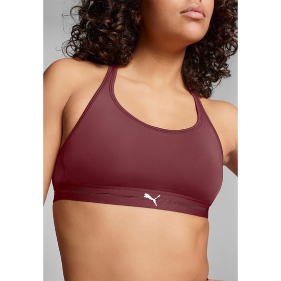 Women's Puma Sporty Padded Low Impact Sports Bra in Burgundy - Image 4