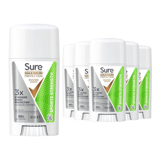 Sure Women Maximum Protection Anti-Perspirant Cream, Sport Strength, 6 Pack - Image 1