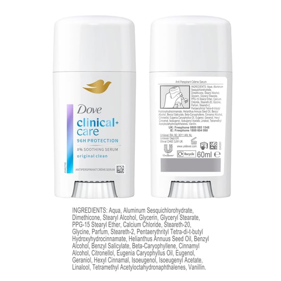 Dove Clinical + Care Anti-Perspirant Cream, Original Clean, 60ml, 6 Pack - Image 4