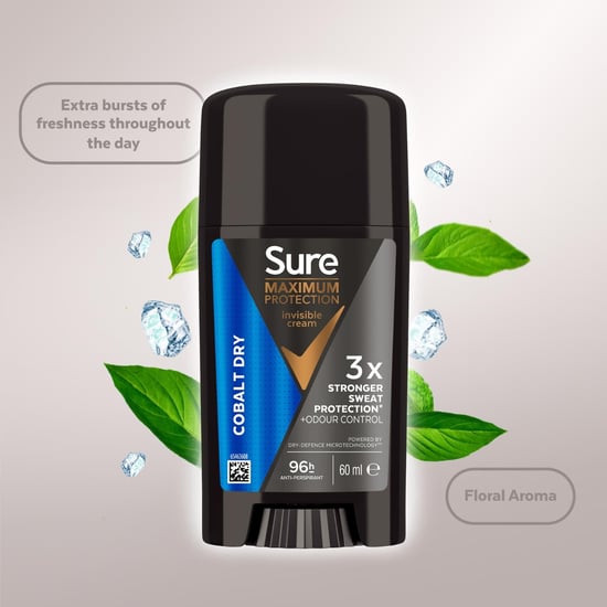 Sure Men Maximum Protection Anti-Perspirant Cream, Cobalt Dry, 60ml, 6 Pack - Image 2