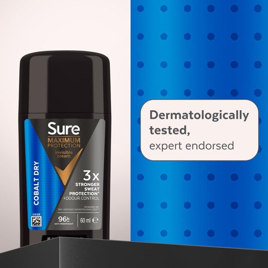 Sure Men Maximum Protection Anti-Perspirant Cream, Cobalt Dry, 60ml, 6 Pack - Image 4