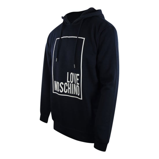 Love Moschino Navy Blue Hoodie White Box Logo - Image 3
