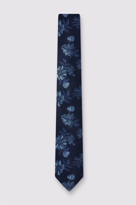 Floral Tie in Navy - Image 1